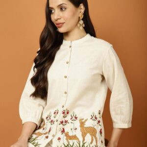 Wild Meadow Embroidered Cotton Kurti